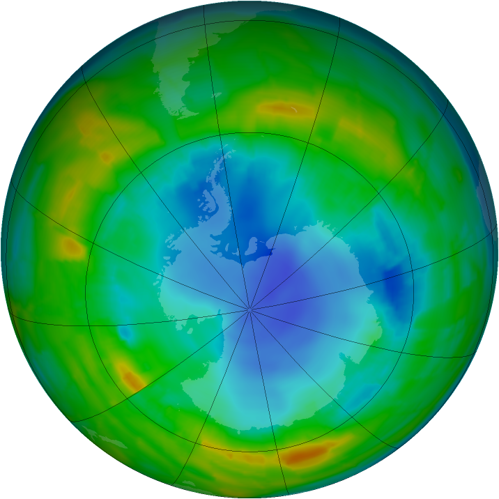 Antarctic ozone map for 14 August 2010